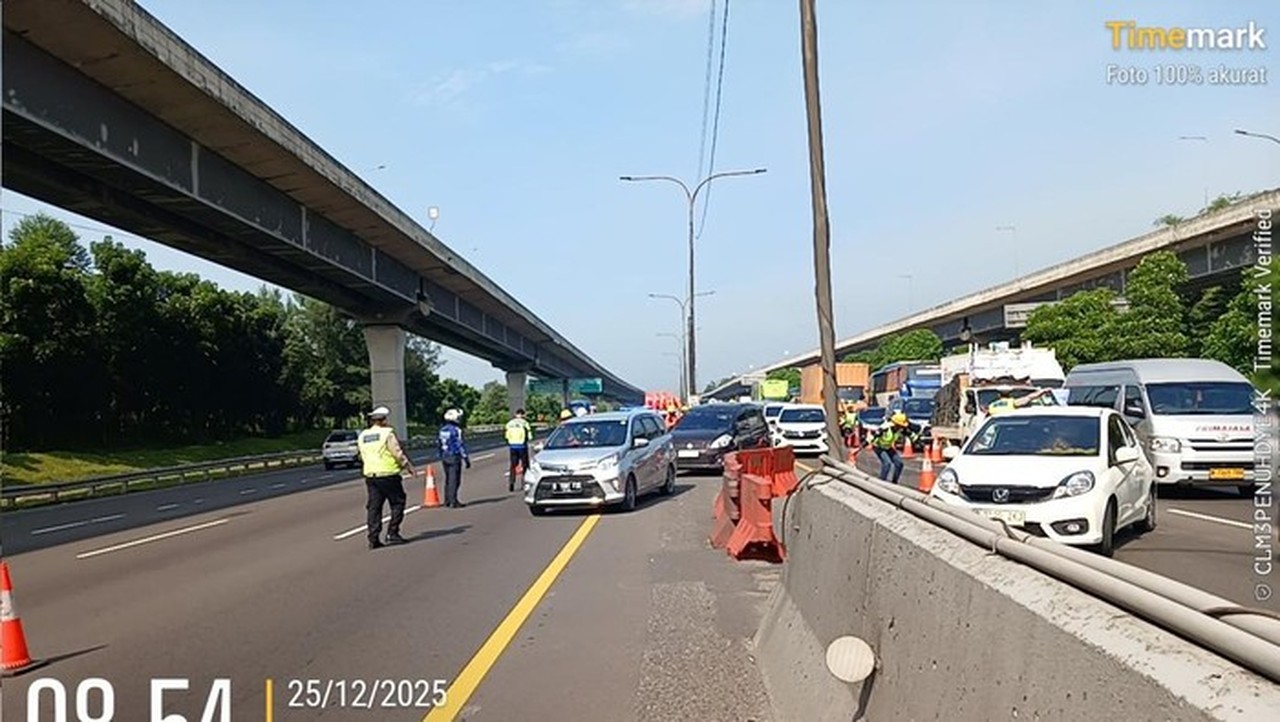 Rekayasa Lalu Lintas Contraflow Diterapkan Di Tol Jakarta Cikampek Km 47 65. (dok.istimewa)