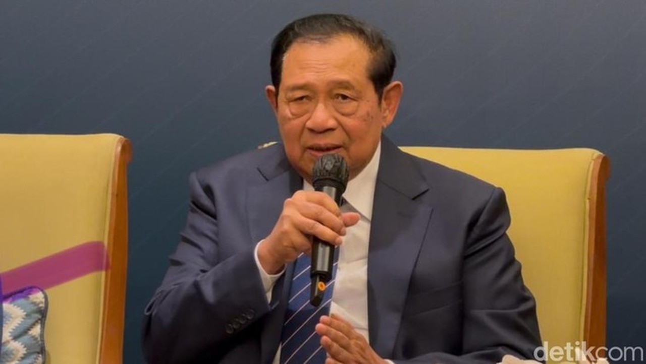 Presiden Ke 6 Ri Susilo Bambang Yudhoyono (sby) Di Forum Aplma Di Nusa Dua, Kabupaten Badung, Bali, Selasa (17/6/2025). (i Nyoman Adhisthaya Sawitra/detikbali)