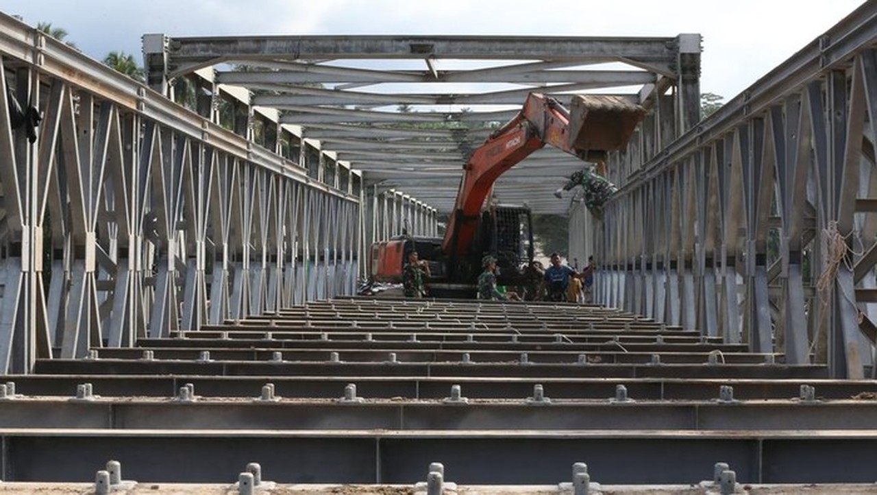 Jembatan Bailey Hampir Rampung, Akses Bireuen Gayo Segera Pulih. Foto: Antara Foto/irwansyah Putra