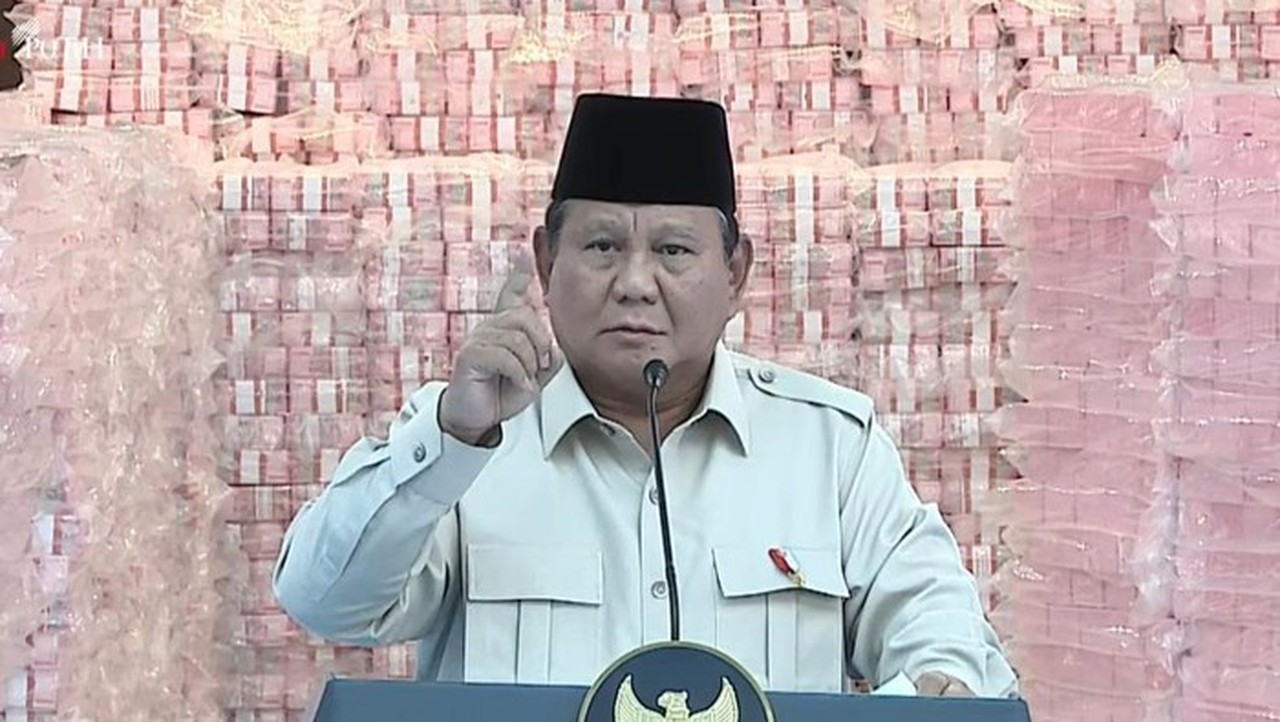Foto: Prabowo Subianto Di Acara Penyerahan Hasil Penyelamatan Keuangan Negara, Rabu (24/12). Dok. Youtube Setpres