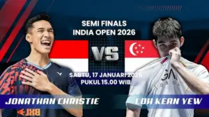 Hasil India Open 2026: Jonatan Christie Tumbangkan Loh Kean Yew, Amankan Tiket Final Tunggal Putra