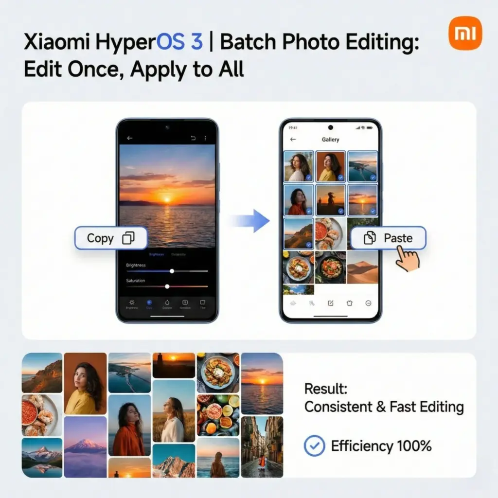 Ilustrasi Editing Dengan Preset Batch Photo Editing Xiaomi Hyperos 3