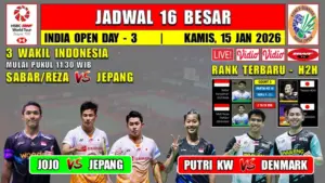 India Open 2026: Jadwal 3 Wakil Indonesia di Babak 16 Besar, Jojo Hadapi Yushi Tanaka