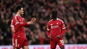 Jeremie Frimpong Lega Cetak Gol Perdana di Anfield Usai Berjuang Pulih dari Cedera Hamstring