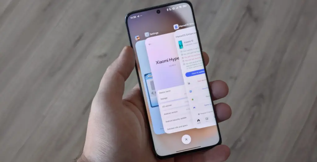 Tampilan Desain Antarmuka Fitur Recent Apps Hyperos 31 Mirip Ios