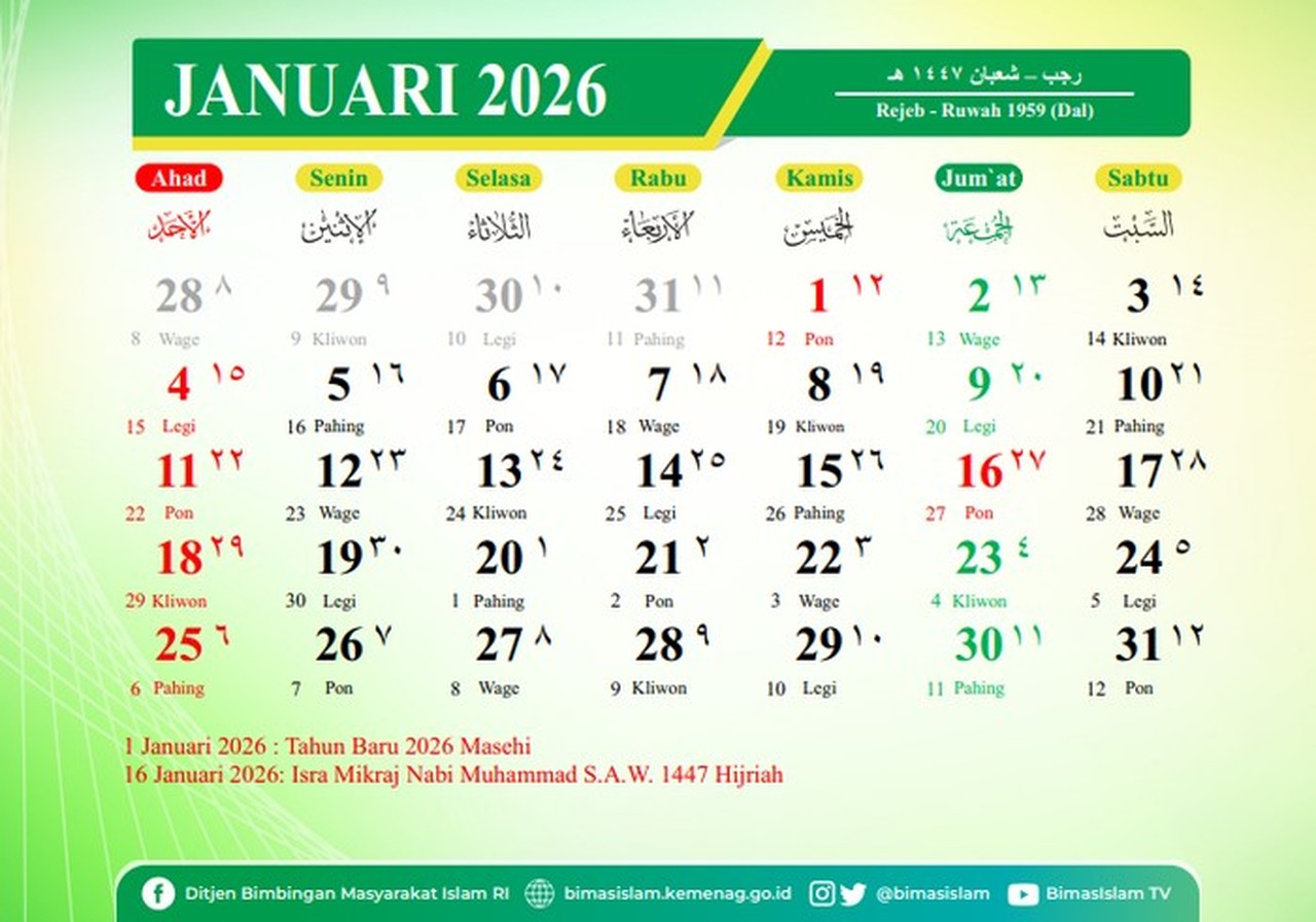 Kalender Hijriah 2026 (foto: Dok. Kemenag)