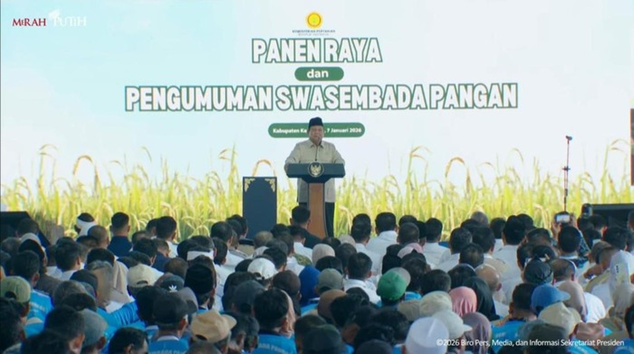 Presiden Prabowo Subianto Di Cilebar, Karawang, Jawa Barat, Rabu (7/1/2026). (foto: Dok. Youtube Setpres)