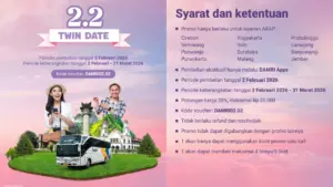 DAMRI Beri Diskon Tiket AKAP 20 Persen melalui Promo Twindate 2.2