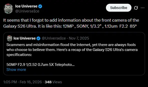 Bocoran Terbaru Kamera Depan Samsung Galaxy S26 Ultra