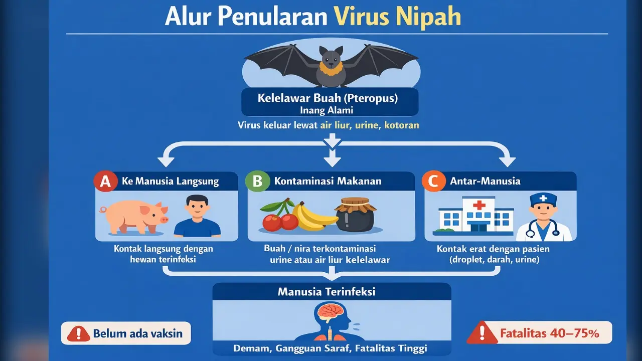 Cara Penularan Virus Nipah Dari Hewan Ke Manusia Dan Risiko Antar Manusia Menurut Kemenkes