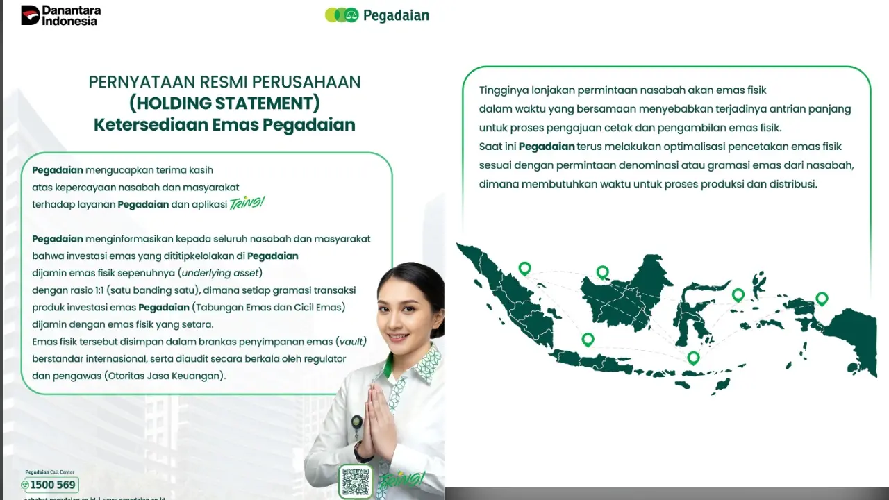 Dirut Pegadaian Jelaskan Penyebab Kelangkaan Emas Ada Kendala Cetak Ukuran Kecil