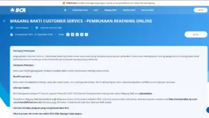 BCA Buka Magang Customer Service Pembukaan Rekening Online, Penempatan Tangerang dan Semarang